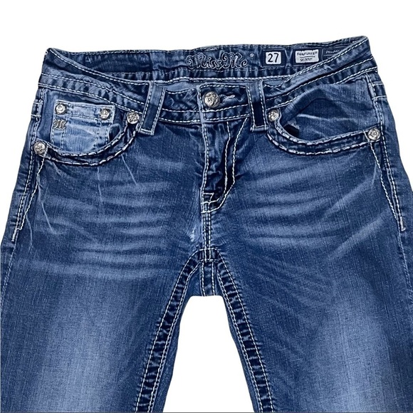 Miss Me Signature Rise Skinny Blue Denim Jeans Embellished Sz 27 - Picture 4 of 15